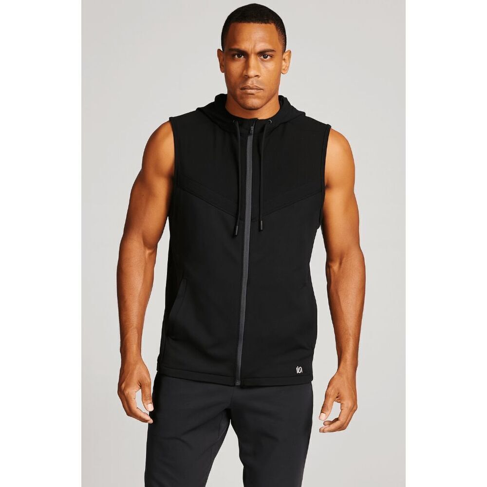 VRST Men's Full Zip Golf Vest Quick-dry Anti-odor Pure Black Small